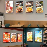 Boîte à lumière ultra-fine personnalisée avec panneau en verre trempé, éclairage LED mural multifonctionnel pour les magasins de thé au lait