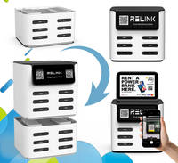 Station de location de batteries externes partagées Relink, 6 emplacements, écran tactile 8 pouces, borne de recharge mobile pour hôtels et restaurants