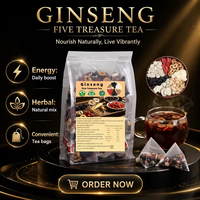 Tisane aux cinq trésors de ginseng Minweng, goji, jujube et mûre, pour le soutien énergétique, en vrac, vente en gros, OEM, marque privée, sachets de thé diététique