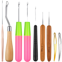 In legno uncinetto gancio per capelli in acciaio inox materiale per trecce Extension parrucca Dreadlock strumenti in plastica metallo confezionato borsa