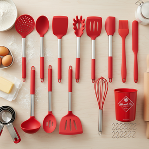 Utensilios de Cocina de Silicona, Juego de Utensilios de Goma con Soporte para Espátula, Cuchara y Espátula - Product Image 4