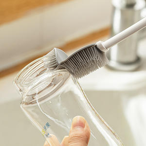 แปรงล้างแก้วซิลิโคนแบบยืดได้ ด้ามยาวสีเทา สำหรับทำความสะอาดขวดนมและแก้วน้ำ พร้อมขนแปรงนุ่ม - Product Image 4