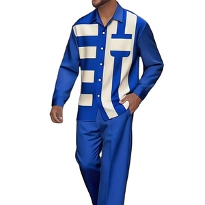 <span class=keywords><strong>Traje</strong></span> Deportivo <span class=keywords><strong>Azul</strong></span> Informal con Estampado 3D de Primavera Otoño, <span class=keywords><strong>Camisa</strong></span> de Manga Larga 100% Poliéster, Camisas <span class=keywords><strong>para</strong></span> Hombre - Product Image 1