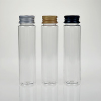 Tube de stockage de 110ml Tube à essai Conteneur de sel de bain Bouchon à vis OEM Transparent en plastique PET Fond plat en plastique alimentaire Sérigraphie