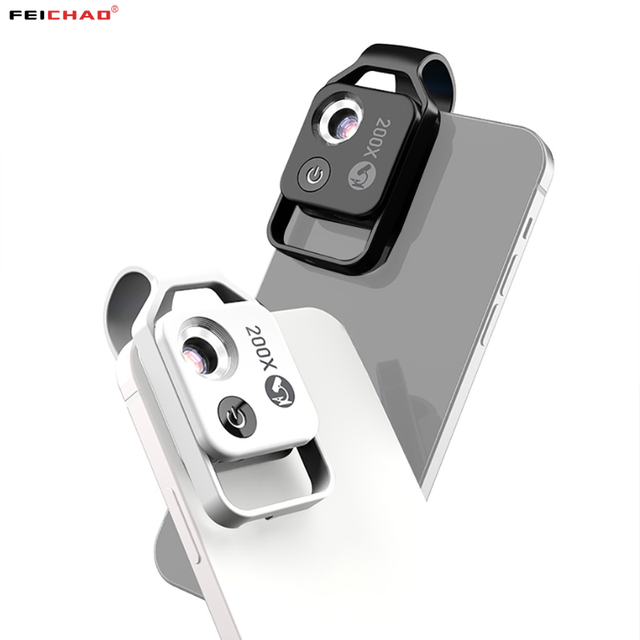 Digital 200X Microscope Lens CPL with LED Guide Light Lamp Micro Pocket Super Macro Lens for iPhone for Samsung Mobile Phones