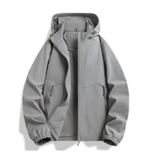 Veste décontractée coupe-vent pour homme avec capuche et poches zippées pour les activités de plein air, à porter au printemps et en automne - Product Image 3