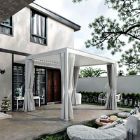 Pergola à lames orientables en aluminium thermolaqué, toit rigide imperméable, abri solaire pour jardin