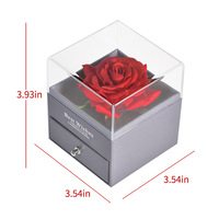 Collier de roses rouges longue durée boîte à bijoux fleurs en soie éternelles conservées pour la fête des mères cadeau de noël saint valentin