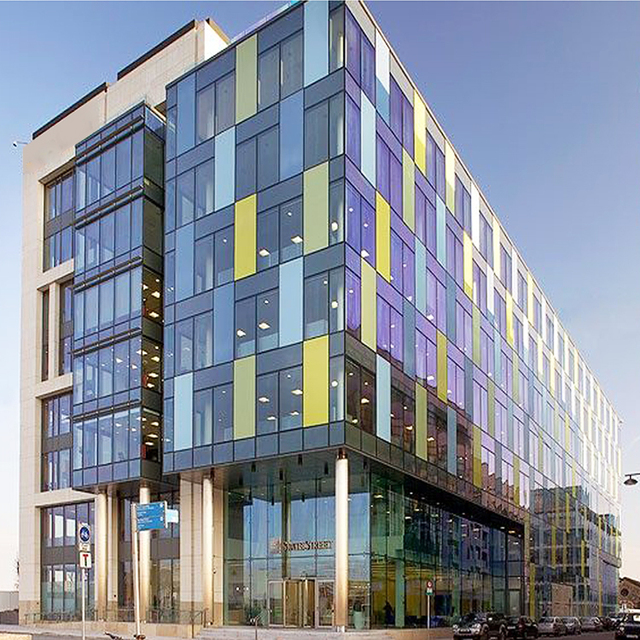 Sound Insulated Decorative Spandrel Glass Outdoor Curtain Wall System Building Facade with Stainlec Steel Fittings Price Per M2