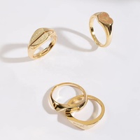 Vente en gros personnalisé en acier inoxydable gravé Couple vierge romantique simple cœur bestie et métal doré vous êtes assez ensemble de bagues