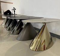 Accessoires de meubles, pieds de table ovales en acier inoxydable noir et or rose, style moderne, pour cuisine, salle à manger, extérieur, chambre