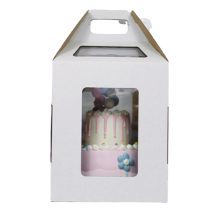 <span class=keywords><strong>Caja</strong></span> <span class=keywords><strong>Alta</strong></span> para Pasteles de Cartón Corrugado con Ventana Transparente para Envasado de Alimentos, Tipo Carpeta de Papel, Superventas - Product Image 1
