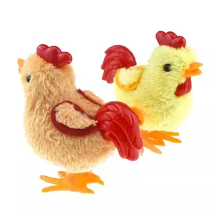 发条毛绒鸡鸡跳起风趣小鸟毛绒玩具发条小鸡搞笑鸟8x7cm儿童圣诞礼物玩具1件
