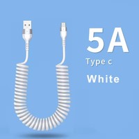 Nouveau câble de données télescopique anti-torsion 5A, câble de charge rapide enroulé USB C pour téléphone portable, compatible avec l'ordinateur