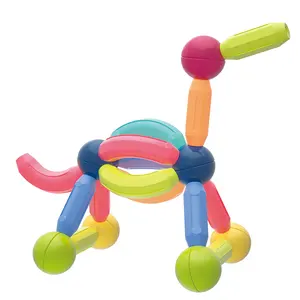 Wholesale DIY Kids Magnet Rod Game Bar Magnetic Sticks Building Blocks with Balls magnetic stick with ball construction toy