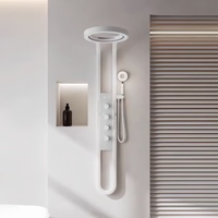 Ensemble de douche cascade en forme d'anneau, tout en cuivre, luxe léger, avec barre coulissante, affichage numérique intelligent et pommeau de douche à jet dorsal, pour appartement