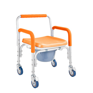 Aluminum Alloy Commode <b>Chair</b> With Wheels Portable Toilet For Home Use Foldable And Flushable - Product Image 4