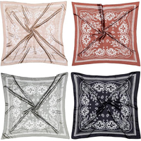 Foulard carré en satin pour femme, toucher soie, bandana, foulard pour cheveux, foulard pour le cou, pour poignet, pour la nuit, vente en gros, logo personnalisé, OEM
