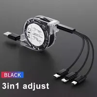 Câble USB rétractable 3-en-1 en TPE de haute qualité pour téléphones XS X, chargeur Micro USB pour Android et Type C – Vente Flash