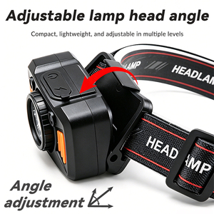 Lampe frontale à détecteur de mouvement rechargeable USB-C avec lumière rouge et <span class=keywords><strong>bandeau</strong></span> pour le camping, la randonnée, la course à pied, la pêche et le travail en extérieur - Product Image 3