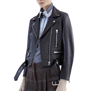 Nouvelle Mode Femmes Automne Hiver Noir Faux Cuir Vestes Zipper Basic Coat col <span class=keywords><strong>en</strong></span> V Biker Jacket R0733 - Product Image 3