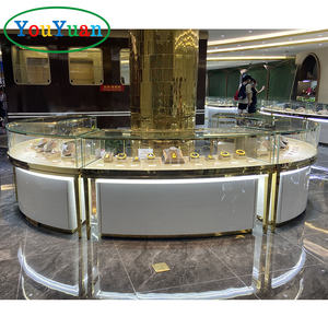 Vitrine de bijoux ronde en <span class=keywords><strong>bois</strong></span> pont coulissant présentoir de bijoux comptoir de bijoux vitrine kiosque - Product Image 2