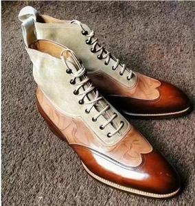 Botas de Cuero Genuino para Hombre en Varios Colores, Altura al Tobillo, Punta Puntiaguda, Pintadas a Mano, con Cordones, Suela de Goma, para Todas las Temporadas, Venta al Por Mayor - Product Image 2