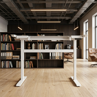 Bureau debout ergonomique à double niveau, réglable en hauteur, avec structure en fer et moteur unique inversé à 2 étages