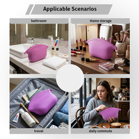 Sac de maquillage en silicone réutilisable personnalisé en usine, pochette de rangement portable pour voyage, trousse de toilette et de beauté, sacs et étuis cosmétiques