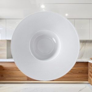 Luxury <b>Simple</b> Handmade White Porcelain Dinner Bowls Straw Hat Plates Set Ceramic Dinner Plate Tableware Dinnerware - Product Image 3