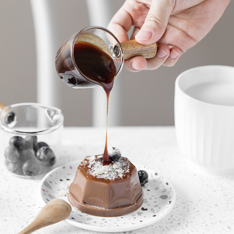 Мини-кувшин для молока, кофе, соус, медовый стеклянный горшок с деревянной ручкой