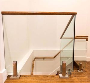 <span class=keywords><strong>Balustrade</strong></span> en verre sur mesure avec embouts en acier inoxydable pour balcon et escalier, utilisation extérieure, installation DIY - Product Image 1