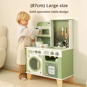 Figani <span class=keywords><strong>Cuisine</strong></span> en Bois à Motifs Floraux pour Enfants <span class=keywords><strong>de</strong></span> 4 à 6 Ans, Jouet Éducatif <span class=keywords><strong>de</strong></span> Simulation <span class=keywords><strong>de</strong></span> <span class=keywords><strong>Cuisine</strong></span>, Jouets Alimentaires, Cadeau d'Anniversaire - Product Image 3