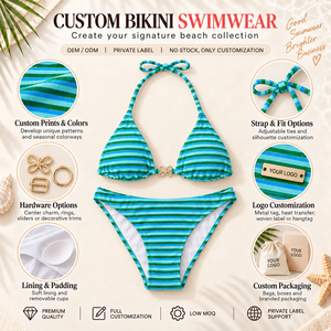 Custom Bikini There Piece <strong>Swimsuit</strong> <strong>With</strong> <strong>Skirt</strong> Bathing Suit Sexy <strong>Women</strong> New Stripe Towel Terry Fabric Swimwear Bikini Set - Product Image 4