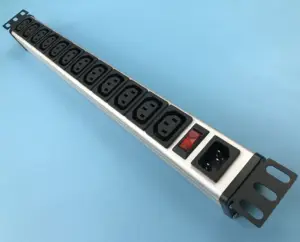 IEC 60320 C13 C14 12 Outlet Power Strip Bar For Network Cabinet , Metal PDU With Switch