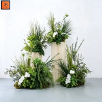 Ensemble de fleurs artificielles en soie vert rustique, blanc et vert, pour toile de fond de mariage, chemin de table, arche de cérémonie, fête en extérieur