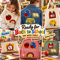 Lot de patchs brodés thermocollants et à coudre pour la rentrée scolaire, motifs pomme, bus, livre, horloge, pour vestes, sacs, décoration DIY