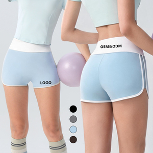 Shorts de yoga taille haute color block pour femmes, collection été 2026, avec poches, pour la course et le fitness (vente en gros) - Product Image 1