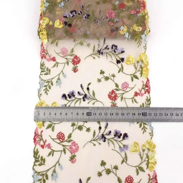 Garniture en dentelle de fleurs 21cm de large, 1 pièce, tissu en maille florale, garniture pour vêtements rideaux, offre spéciale