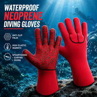 Gants de plongée en néoprène rouge imperméables pour commandes en gros – Haute élasticité et chaleur pour les clubs de surf et de plongée