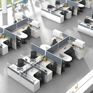 Ofis odası için Modern ofis odacığı bölüm iş istasyonu modüler 6 kişilik ofis masası iş istasyonu