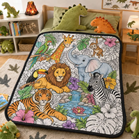 Couverture à colorier réutilisable et lavable pour enfants, motif dinosaure, couverture à dessiner soi-même, couverture à colorier DIY, activité éducative, cadeau pour enfants