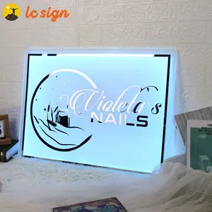 Letrero acrílico transparente con letras doradas, letrero de salón rectangular personalizado para la pared