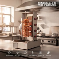 Machine à kebab à gaz OUTE à 4 brûleurs, machine à shawarma en acier inoxydable pour comptoir, machine à griller commerciale pour restaurant, kebab turc