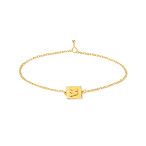 Bracciale con Charm Placcato Oro in Acciaio Inossidabile Angelina, Lettera W, Gioielli Unisex alla Moda - Product Image 1