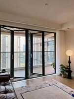 Porte pliante en alliage d'aluminium, double, empilable, de haute qualité, pour extérieur, séparation de salon, en alliage d'aluminium et verre