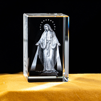 Cadeau de mariage chrétien de collection : Bloc de cristal K9 3D rectangulaire gravé au laser de haute qualité, motif croix de prière, objet religieux