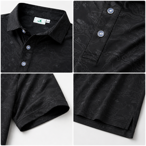 Polo camouflage homme, décontracté, manches courtes, motif imprimé foncé, 88% polyester 12% élasthanne 150GSM, en stock, vente en gros - Product Image 5
