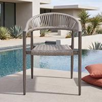 Chaise en rotin tressé marron expresso avec structure en aluminium moderne pour patio, mobilier de jardin extérieur, salle de bain, cuisine, cour d'école, parc