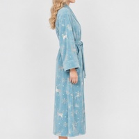 Robe de chambre vintage grande taille pour femme, en polaire décontractée, col en V, longueur intégrale, en velours corail, pour l'hiver, peignoir grande taille